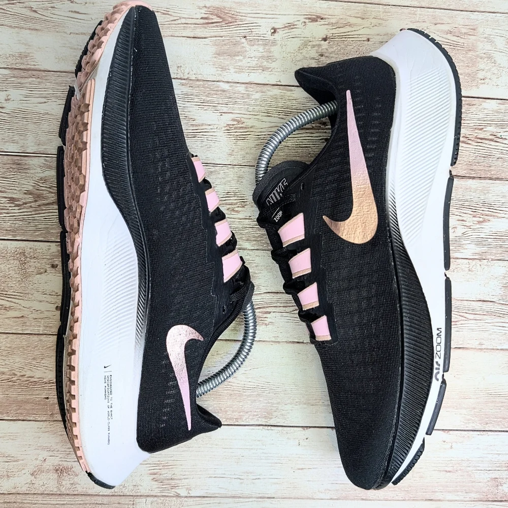 Nike Pegasus Zoom Black Pink White Trainers Sneakers Size 10